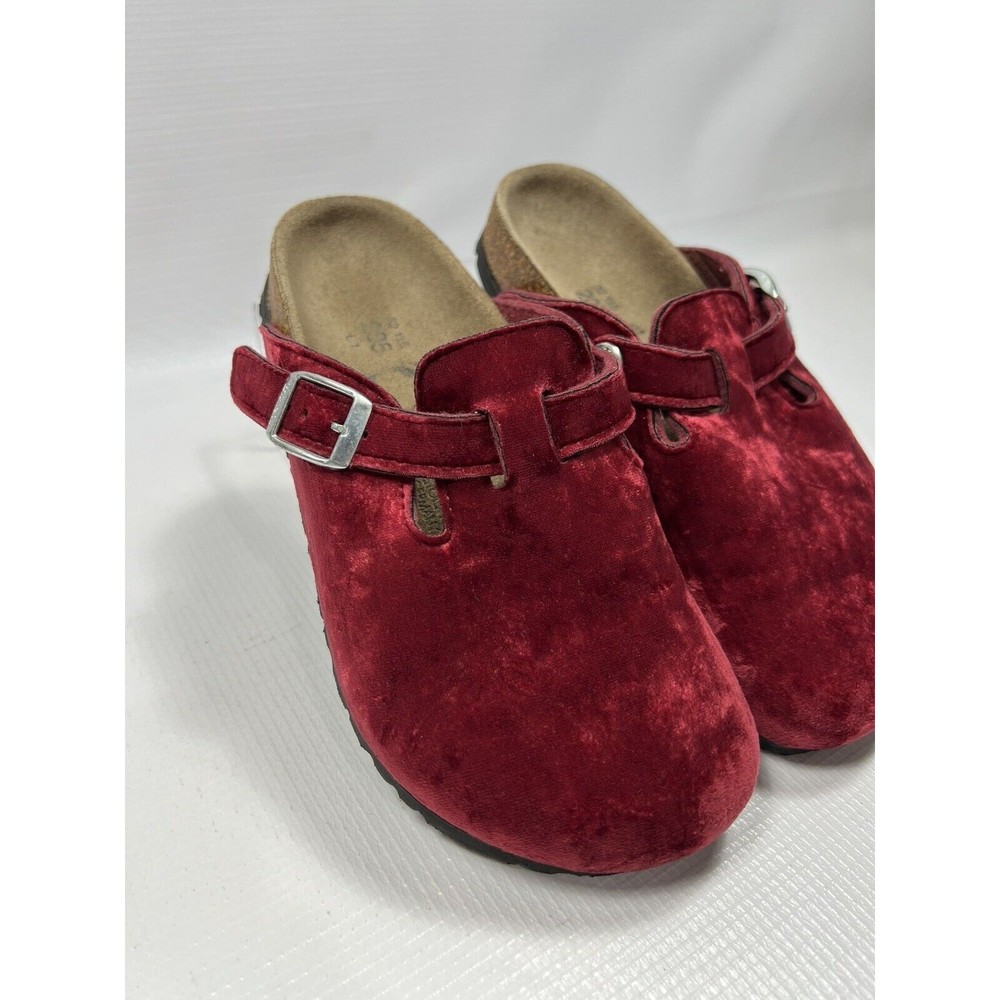 Birki's x Birkenstock Wine Velvet Boston Clogs 205 L1 Christmas